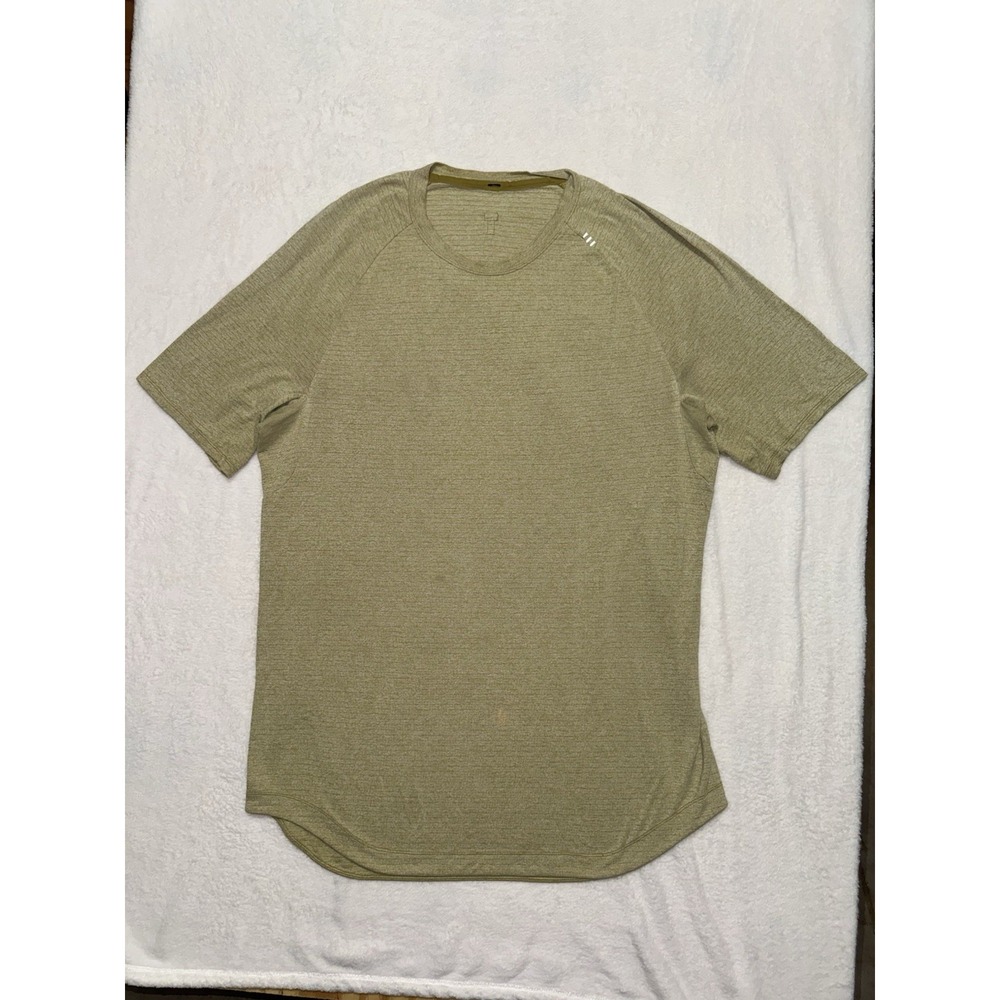 Lululemon Mens Drysense Shirt Heather Green Short Sleeve Performance Sz Large